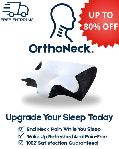 OrthoNeck™ Orthopedic Memory Foam Pillow, With Removable Case, Recommended by Orthopedists